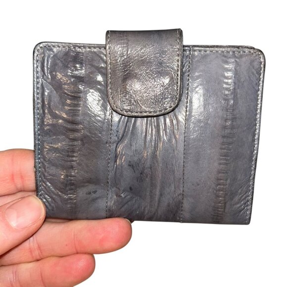 Eel Skin Gray vintage bifold card holder wallet - Picture 1 of 5